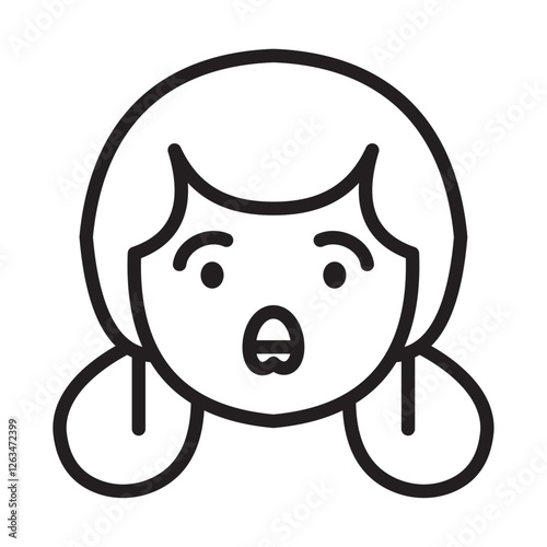 Shocked Girl icon Thin line illustration