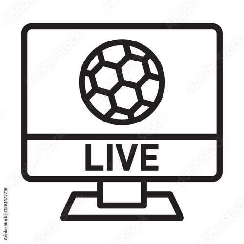 Soccer Live Match On TV icon Thin line illustration