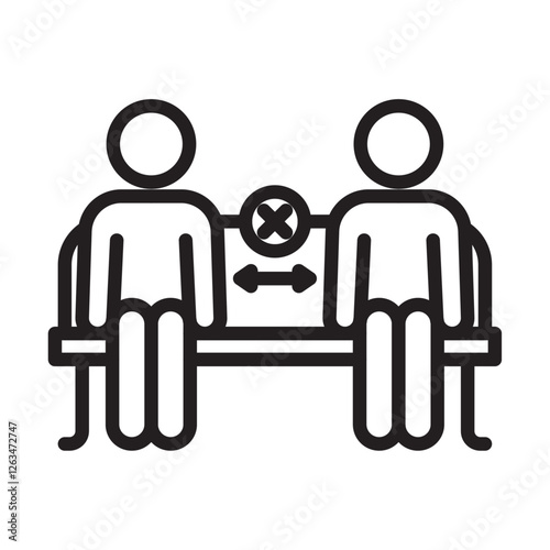 Social distancing sitting icon Thin line illustration