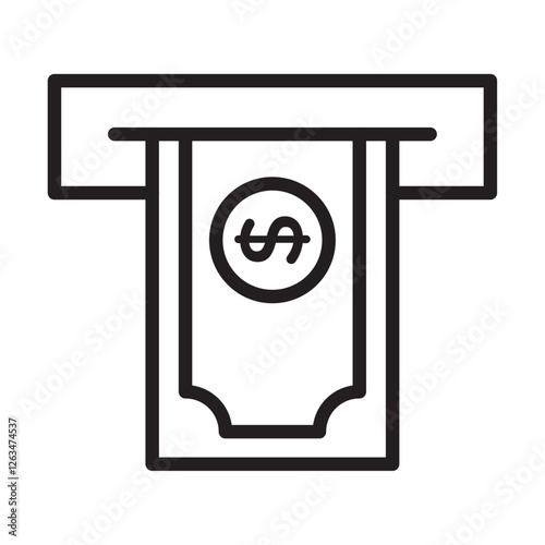 Withdraw Money in ATM icon Thin line illustration