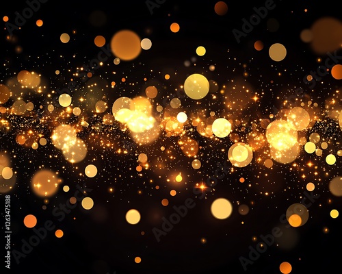 Golden bokeh lights abstract background photo