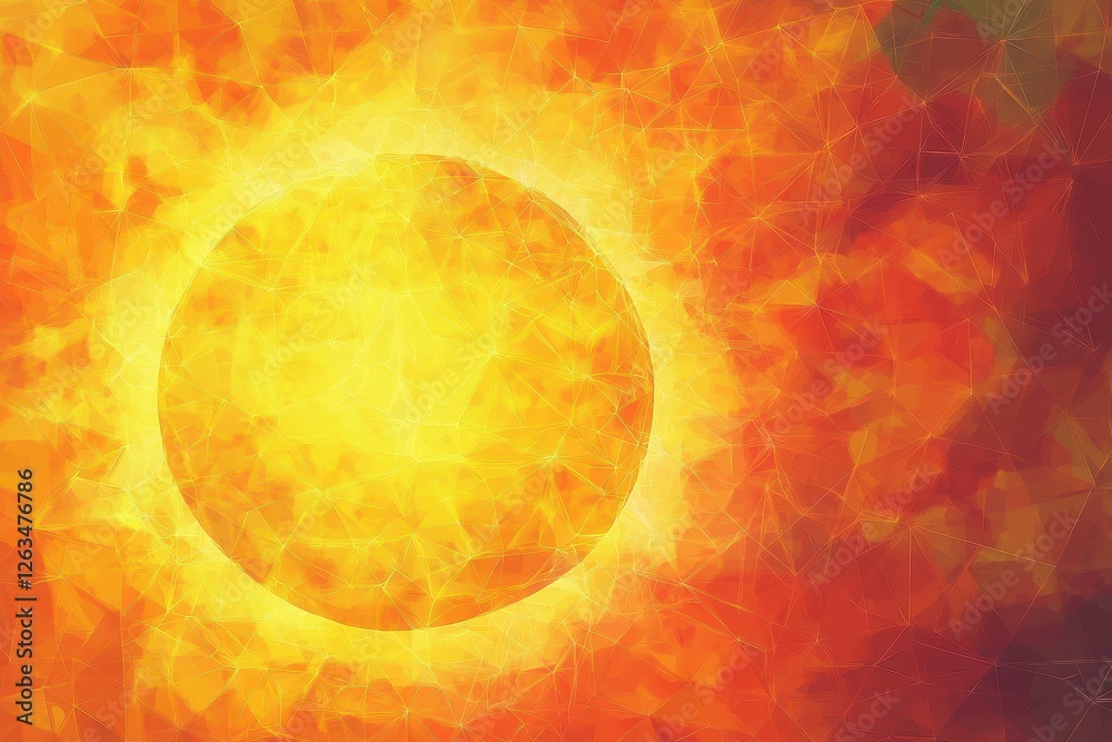 Fototapeta premium Abstract digital rendering of a sun with geometric pattern