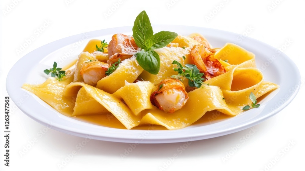 The plate of fettuccine pasta with octopus and seafood in a creamy white wine sauce, garnished with fresh greens and Parmesan.
The plate of fettuccine pasta with octopus and seafood in a creamy white wine sauce, garnished with fresh greens and Parmesan.