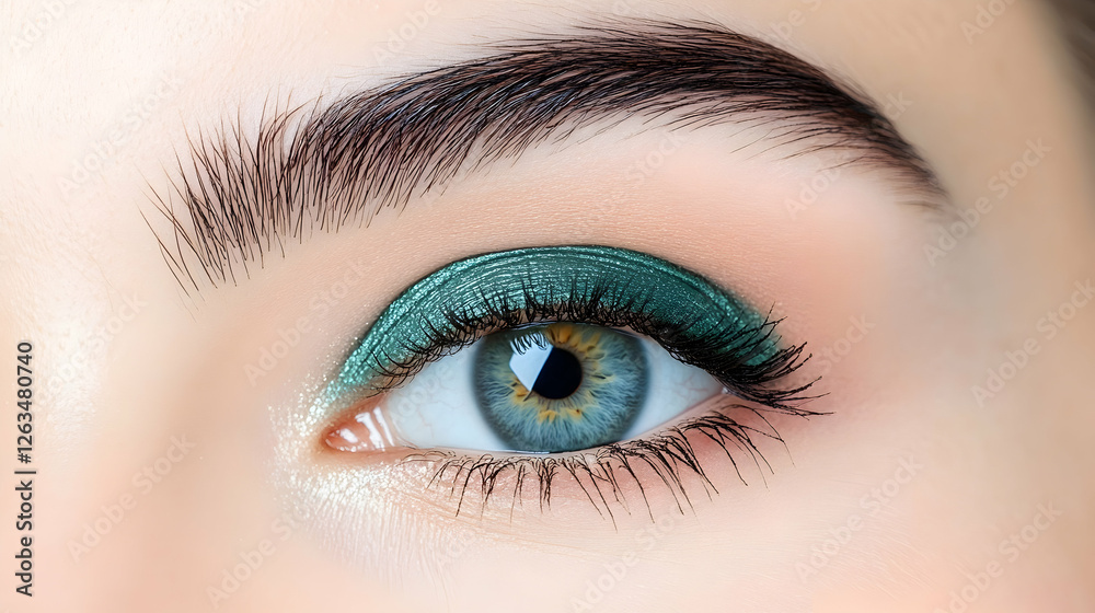 Eye close up with makeup application and beautiful skin texture as a beauty shot. Generative AI Eye close up with makeup application and beautiful skin texture as a beauty shot. Generative AI
