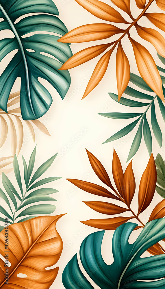 Exotic Tropical Plants. Digital Art Backdrop for Summer, Beauty, Nature themes. Generative AI Exotic Tropical Plants. Digital Art Backdrop for Summer, Beauty, Nature themes. Generative AI