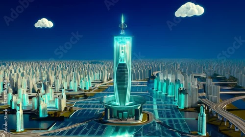  Futuristic Cityscape with Central Tower