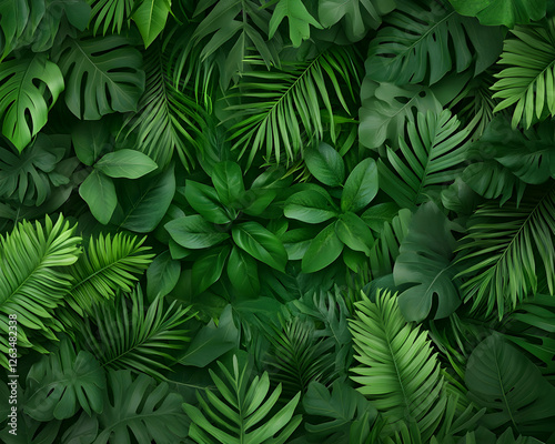 Wallpaper Mural Lush green tropical leaves backdrop. Nature's vibrant design for wall art, prints. Generative AI Torontodigital.ca