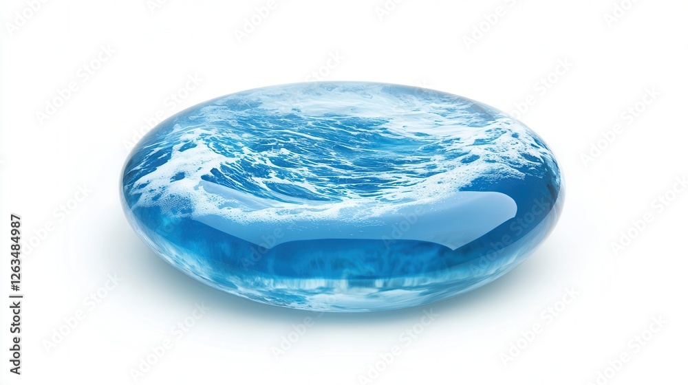 A glass ball encapsulates a vivid image of a whale swimming gracefully in the ocean, showcasing marine beauty and wonder.