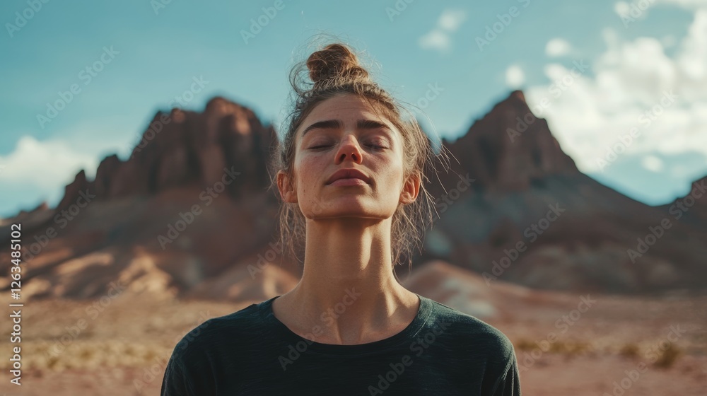 Naklejka premium A Serene Moment Amidst Majestic Mountains