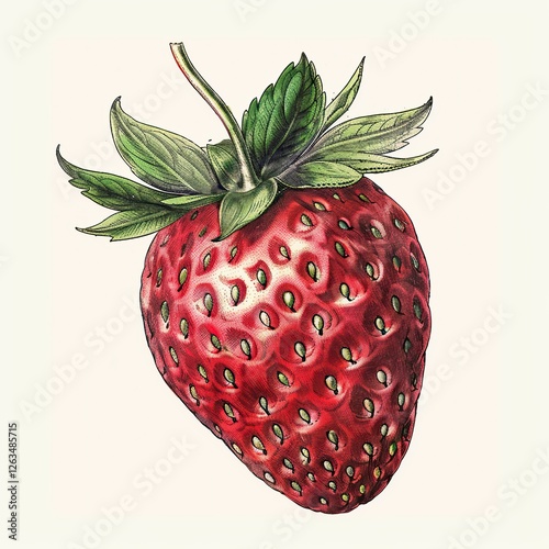 Strawberry illustration. Hand drawing. Vintage style illustration.	