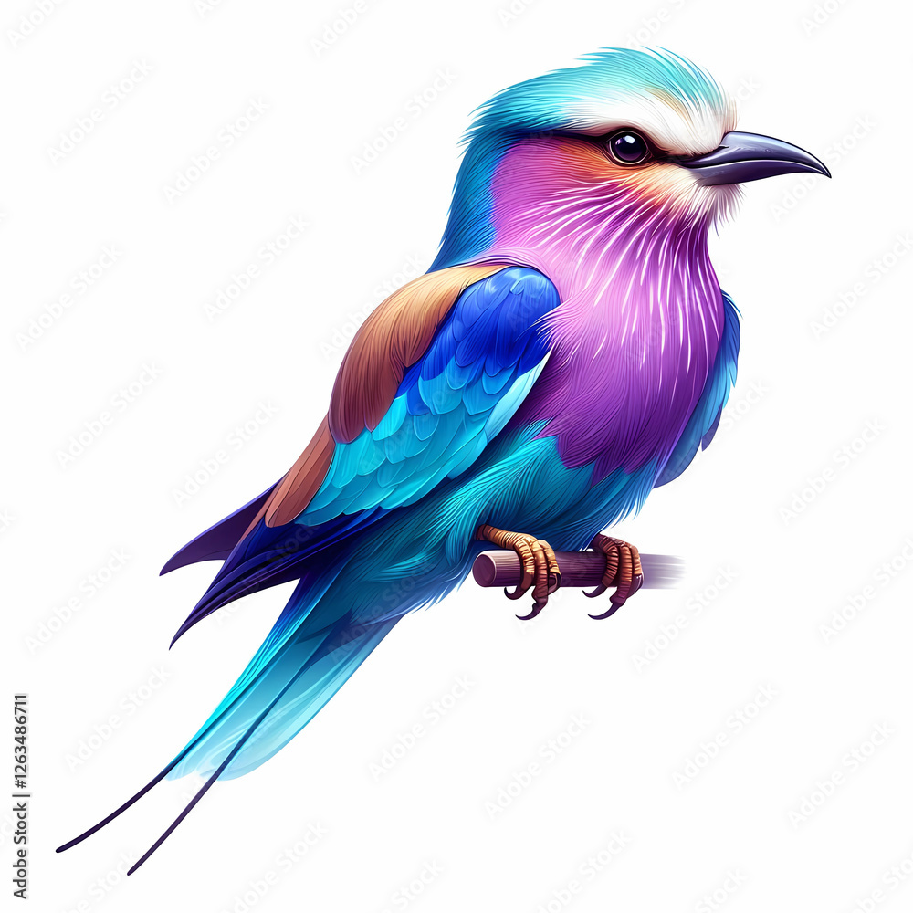 Fototapeta premium lilac breasted roller bird image on white background