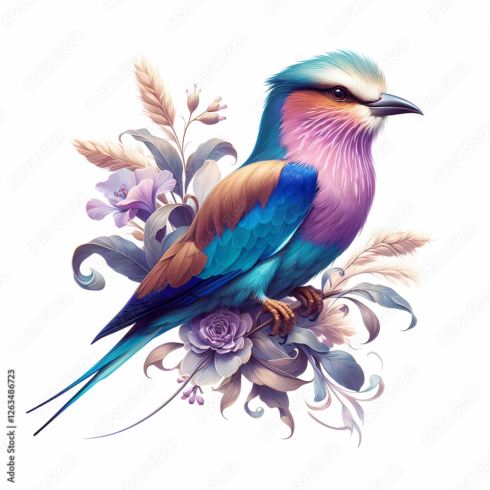 Obraz premium lilac breasted roller bird image on white background
