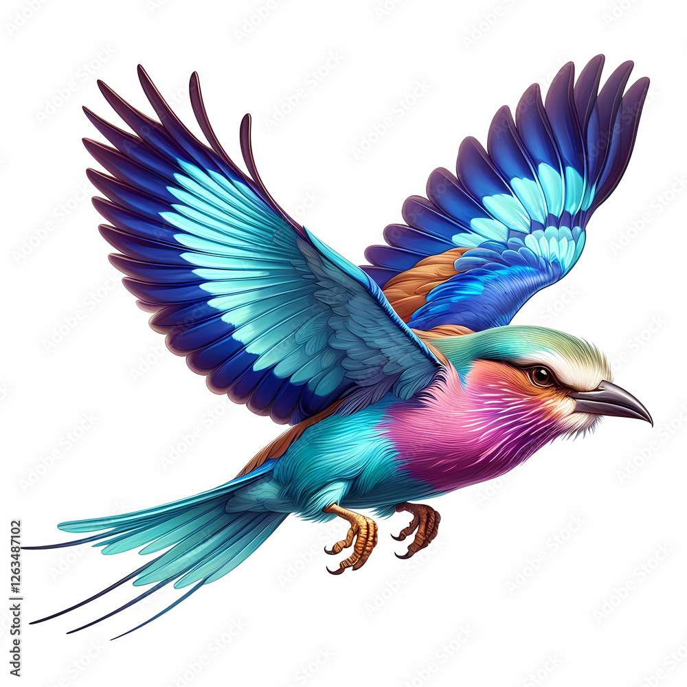Fototapeta premium lilac breasted roller bird image on white background