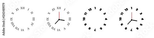 Clocks icon collection. Time and Clock icons set. Clock icon set. Time clock icons collection. Line clocks.
