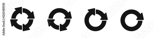 Recycling vector icon set. Recycling arrows. Recycle arrows. Recycle, reuse icons. Recycling and rotation arrow icons.