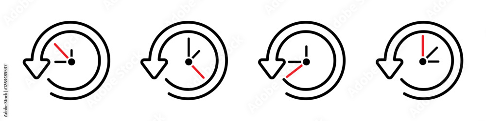 Clock icon set. Time clock icons collection. Line clocks. Time and Clock icons set. Clocks icon collection. Clock icon set. Time clock icons collection. Line clocks. Time and Clock icons set. Clocks icon collection.