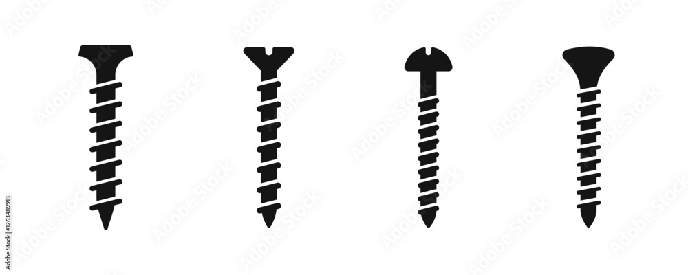 Set of screws. Screws, nuts, nails. Screw icons. Screw vector icons. Set of screws. Screws, nuts, nails. Screw icons. Screw vector icons.