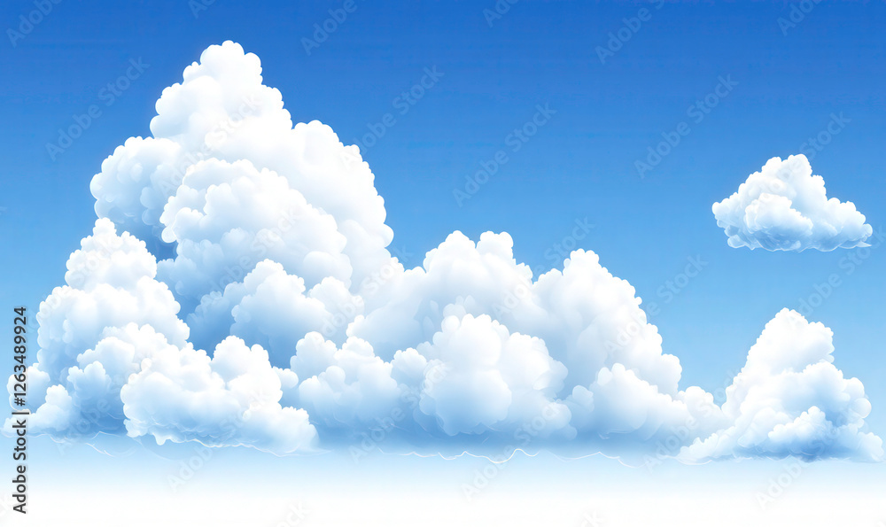 Naklejka premium Soft White Clouds Against a Clear Blue Sky Offering Calm and Tranquil Natural Scenic Background for Freshness and Serenity