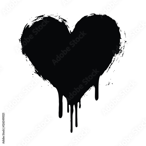 Dripping heart with ink splashes