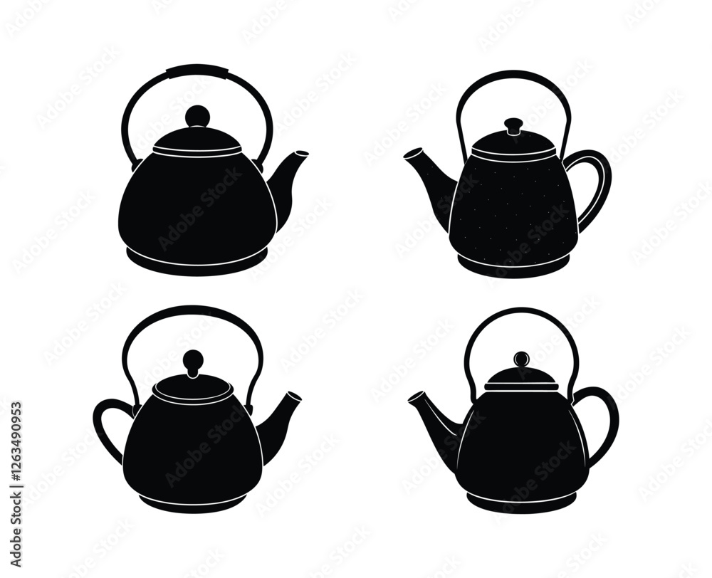 kettle bundle set silhouette on a white background kettle bundle set silhouette on a white background