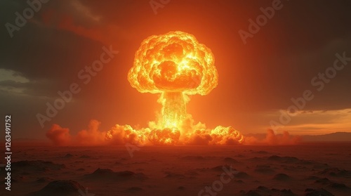 Colossal Nuclear Detonation and Expanding Mushroom Cloud