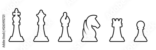 Chess silhouettes. Chess icons set.  Chess vector icons. Chess figures. Chessboard