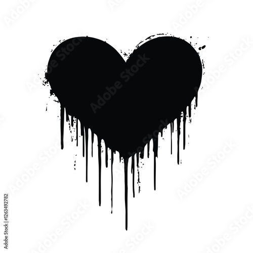 Dripping heart with ink splashes