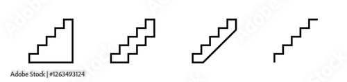 Stairs icons. Stairs symbol set. Stairs vector icons. Stairway symbols. Staircase icons.