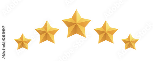 Vector isolated five stars. Realistic five stars. Five star rating. Five stars feedback. Customer feedback.