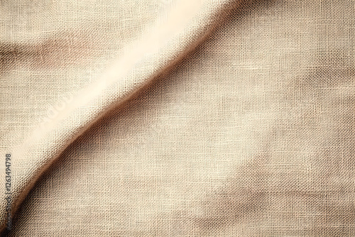 Brown sackcloth woven texture background in natural pattern. Jute hessian burlap, linen background in light beige cream color blank. Weaving canvas fiber line cotton cloth textured as organic.