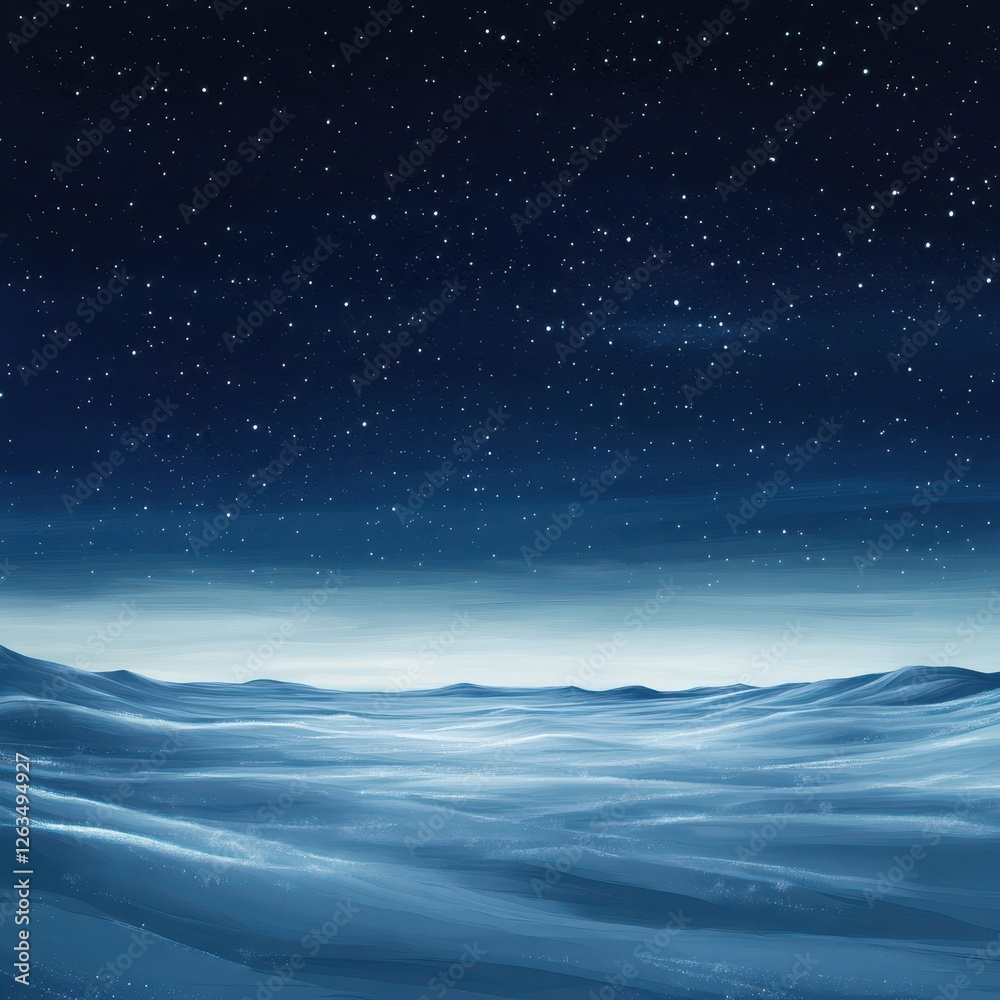 Naklejka premium Starry night over a dreamy ocean painting style scene