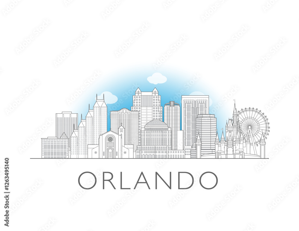 Fototapeta premium Orlando Florida skyline cityscape vector illustration