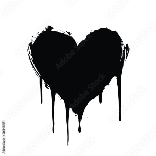 Dripping heart with ink splashes