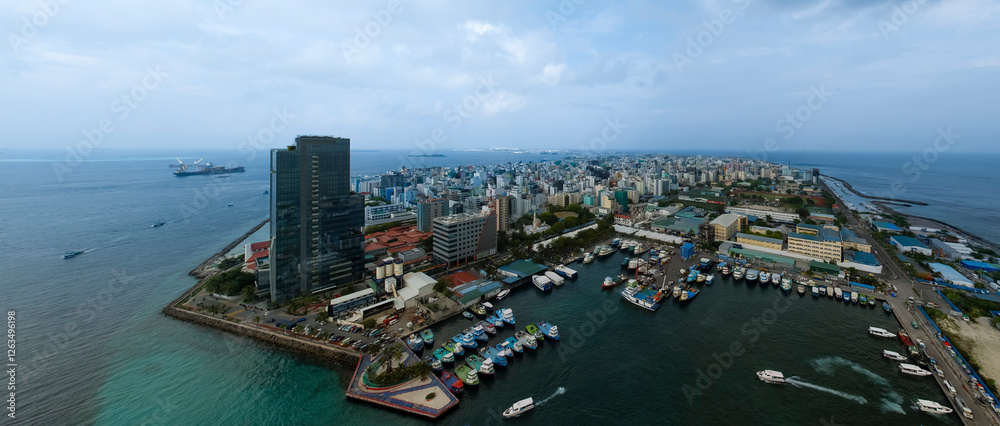 Amazing city scape landscape about Malé city. Capitol of Maldives.