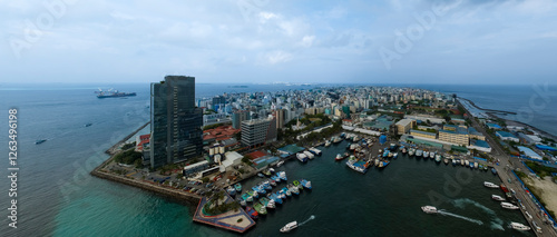 Obraz na płótnie Amazing city scape landscape about Malé city. Capitol of Maldives. w salonie