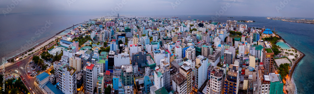 Amazing city scape landscape about Malé city. Capitol of Maldives.