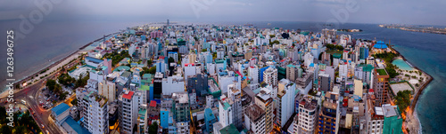 Obraz na płótnie Amazing city scape landscape about Malé city. Capitol of Maldives. w salonie