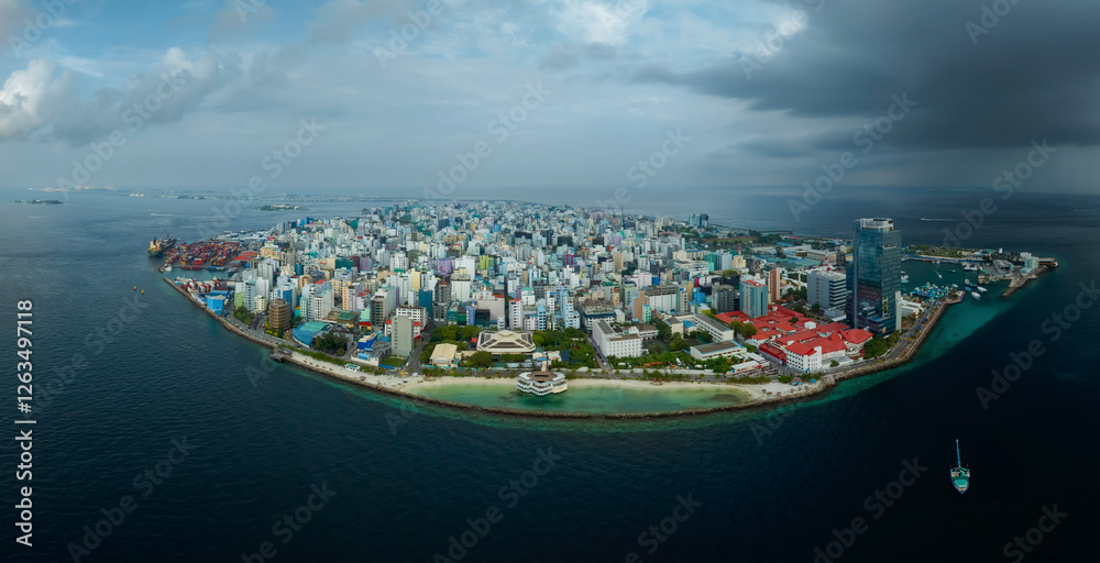Amazing city scape landscape about Malé city. Capitol of Maldives.