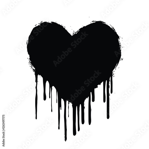 Dripping heart with ink splashes