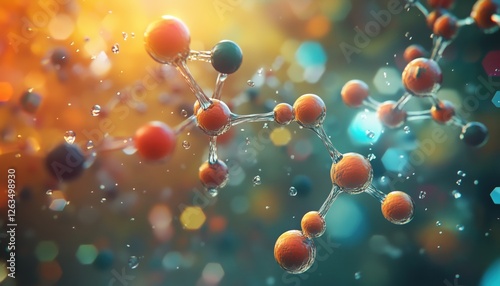 Render Of Molecule And Water Bubble, Showing Molecular Structure And Interaction With Water In A Realistic And Detailed Representation.