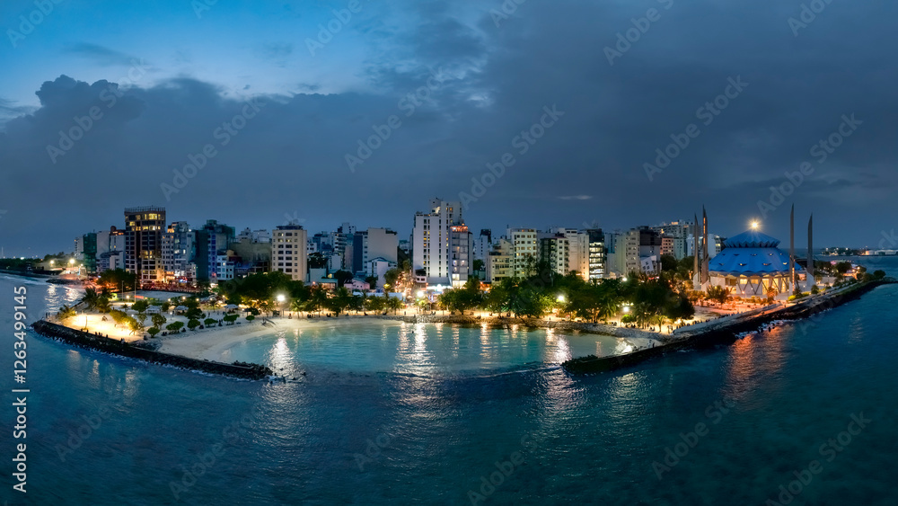 Amazing city scape landscape about Malé city. Capitol of Maldives.