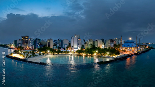 Obraz na płótnie Amazing city scape landscape about Malé city. Capitol of Maldives. w salonie