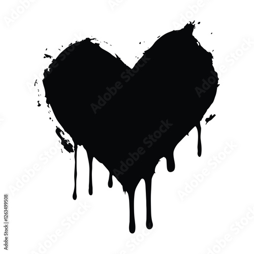 Dripping heart with ink splashes