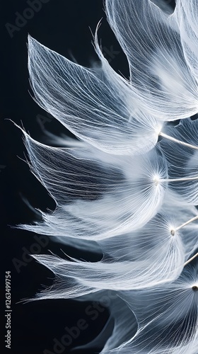 Dandelion Flower on Black Background, Abstract Image, Texture, Pattern Background, Wallpaper, Cover and Screen for Smartphone, PC, Laptop, 9:16 and 16:9 Format