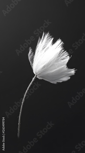 Dandelion Flower on Black Background, Abstract Image, Texture, Pattern Background, Wallpaper, Cover and Screen for Smartphone, PC, Laptop, 9:16 and 16:9 Format