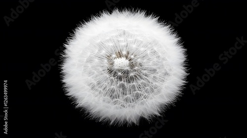 Dandelion Flower on Black Background, Abstract Image, Texture, Pattern Background, Wallpaper, Cover and Screen for Smartphone, PC, Laptop, 9:16 and 16:9 Format