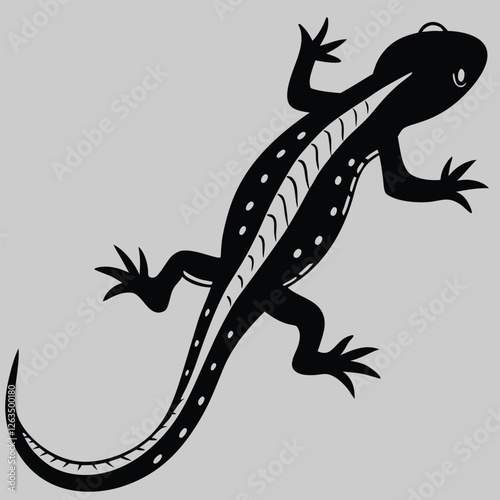 a salamander crawling silhouette vector design art and illustration 