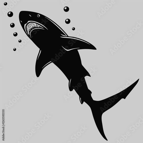 a shark swimming underwater silhouette vector design art and illustration 