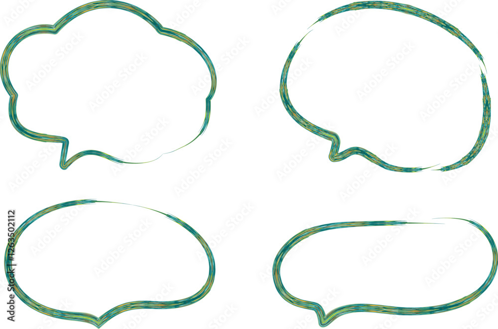 Fototapeta premium green colorful pattern thick stroke speech bubbles set