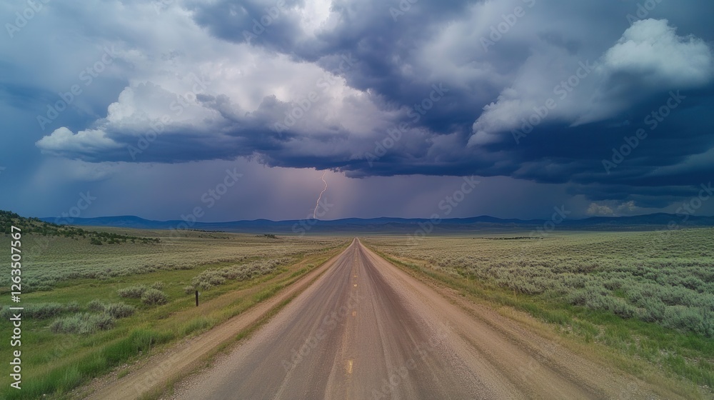 Lonely Highway Leading Into a Brewing ThunderstormU Lonely Highway Leading Into a Brewing ThunderstormU